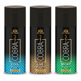St. john Cobra Sports, Cool & Live Deodorants Body Spray 450ml 15.2 Fl.oz. Pack Of 3| Perfect For Husband & Wife